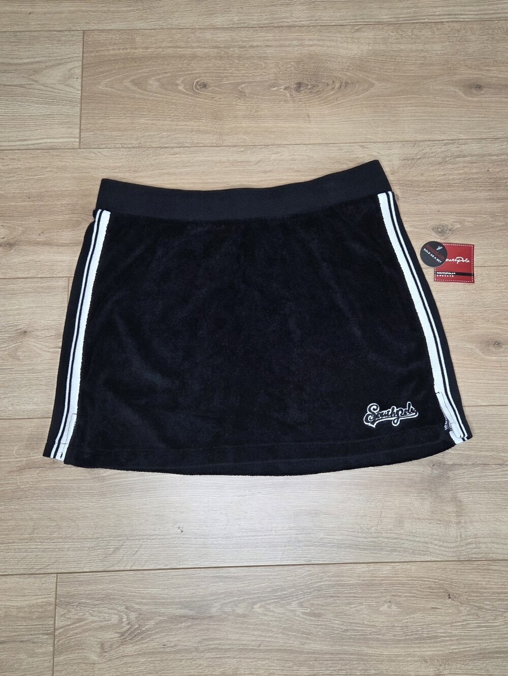 Southpole Y2K Velour Mini Skirt Black White Stripe NWT Deadstock XL Hip Hop